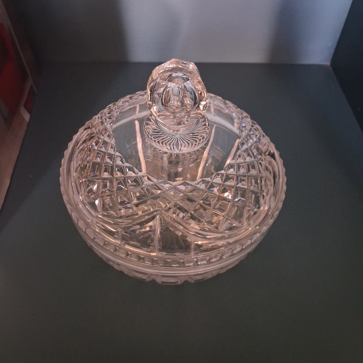 Stuart Crystal "Glengarry" Lidded Candy Dish | Cut Glass Bonbonnière 5.75"