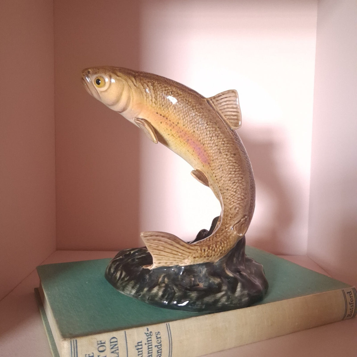 Pristine Vintage Beswick Leaping Trout Figurine Model 1032 | MINT Condition Arthur Gredington British Art Pottery Rainbow Trout | 7" Tall