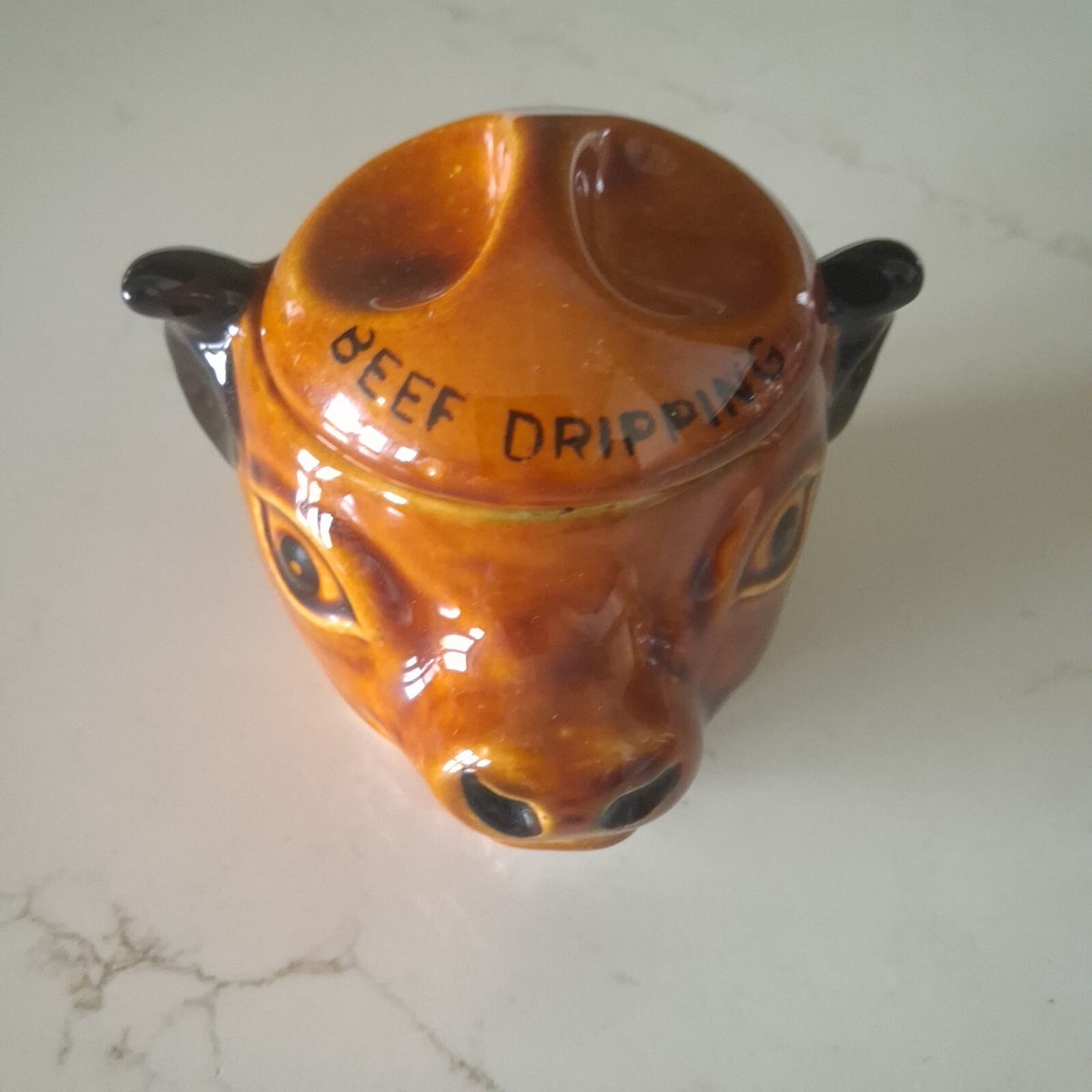 Vintage Szeiler Pottery Bull Head Beef Dripping Pot with Lid – Retro Kitchenalia