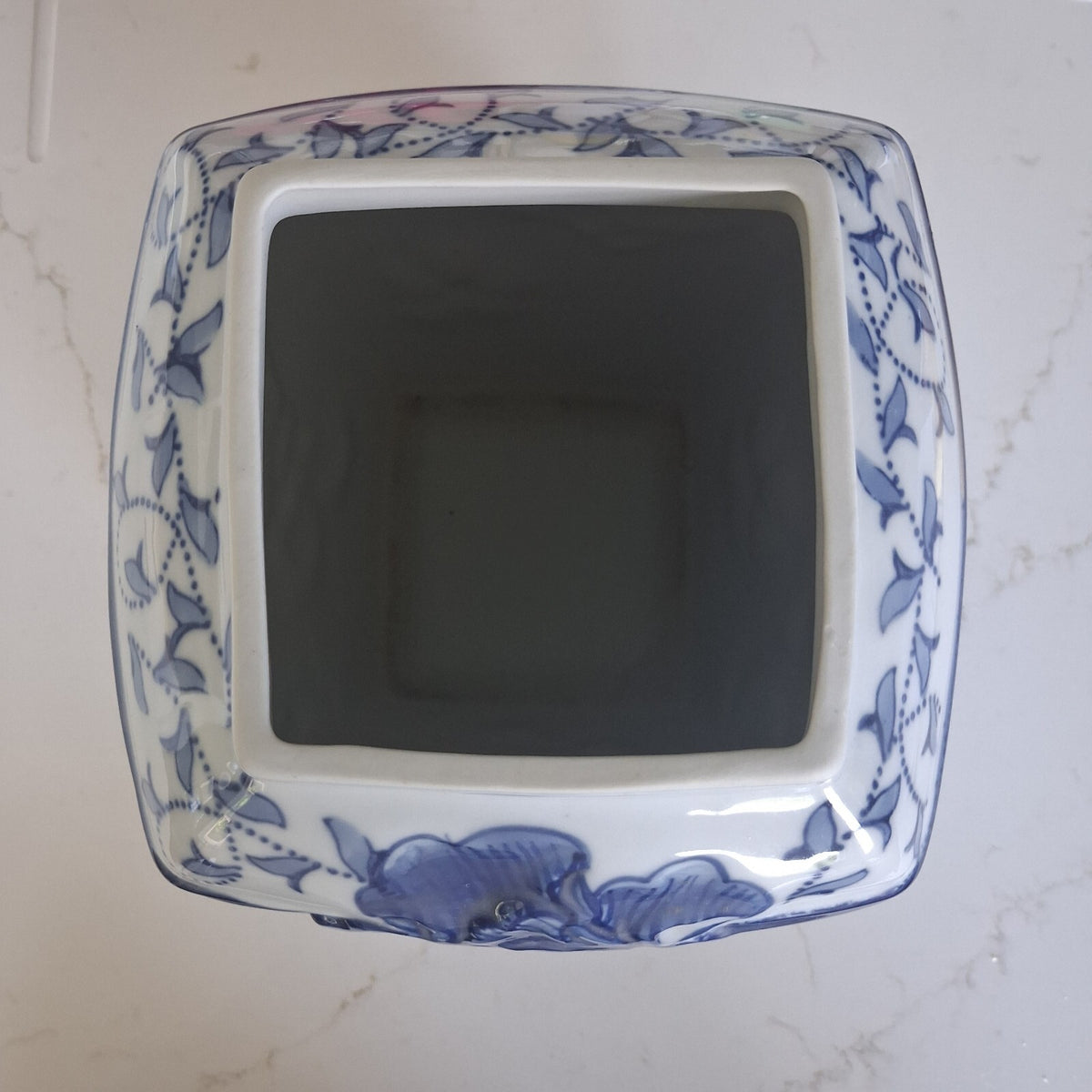 Blue and White Chinoiserie Hexagonal Ginger Jar Base – Regency Ironstone, 8"