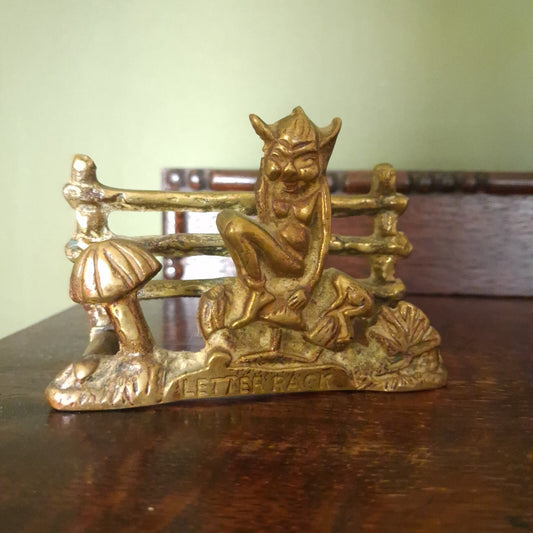 Vintage Brass Pixie Letter Rack