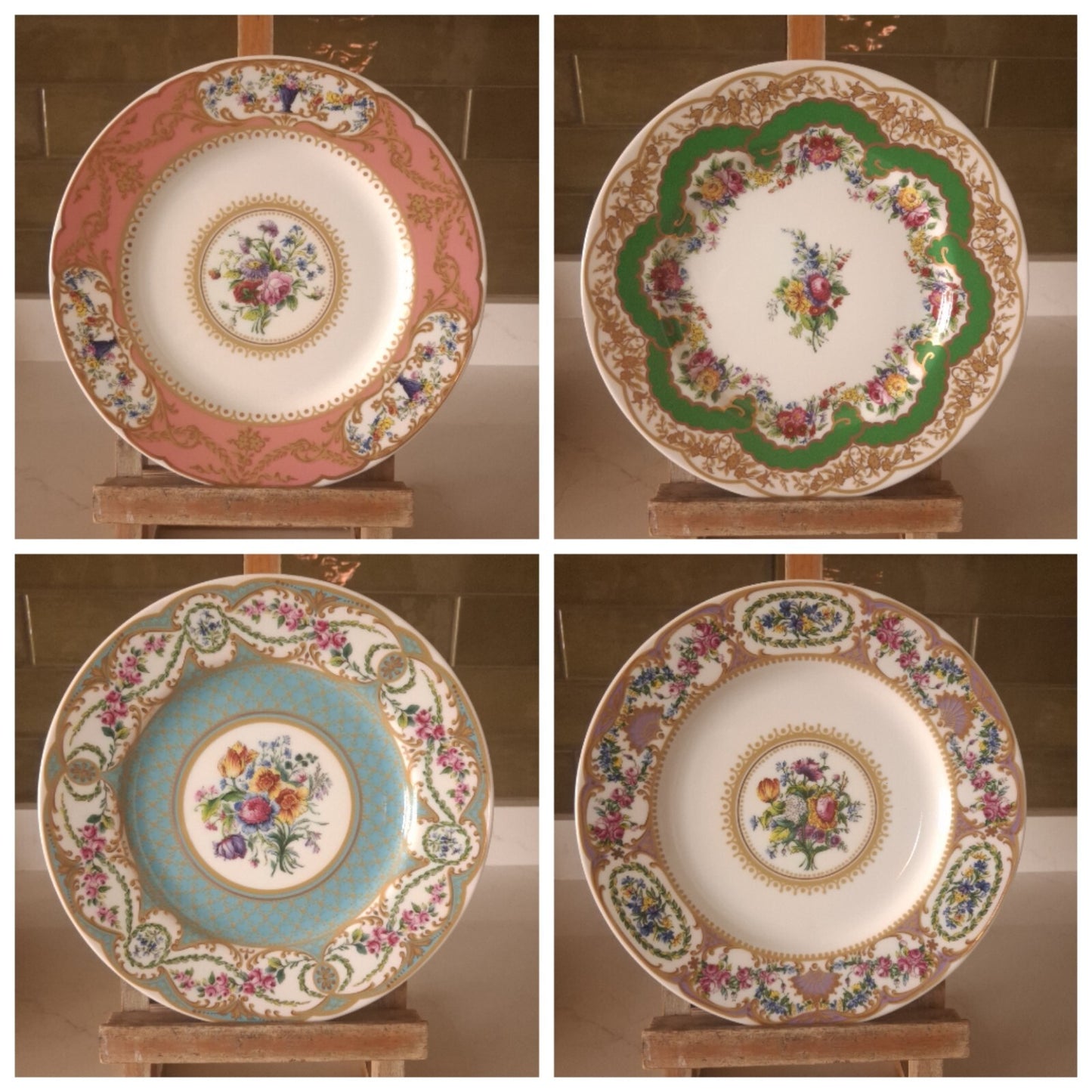 Set of 4 Vintage Style Sèvres Porcelain Plates | Made in Japan | Boxed Gift Set