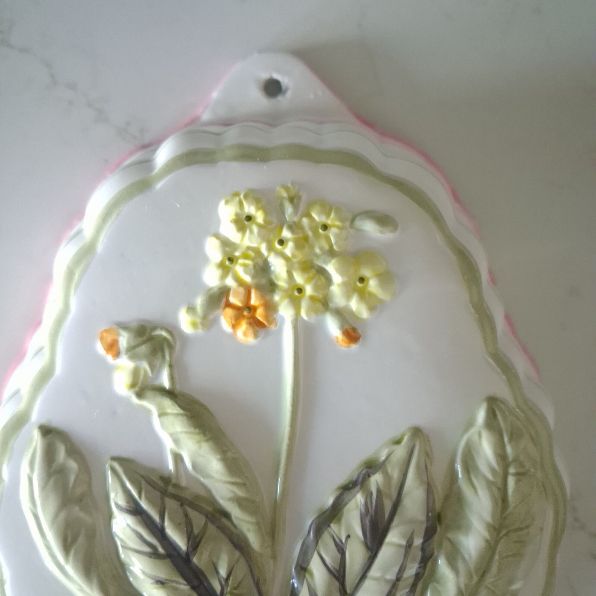 Vintage Ceramic Cowslip Jelly Mould Wall Hanging