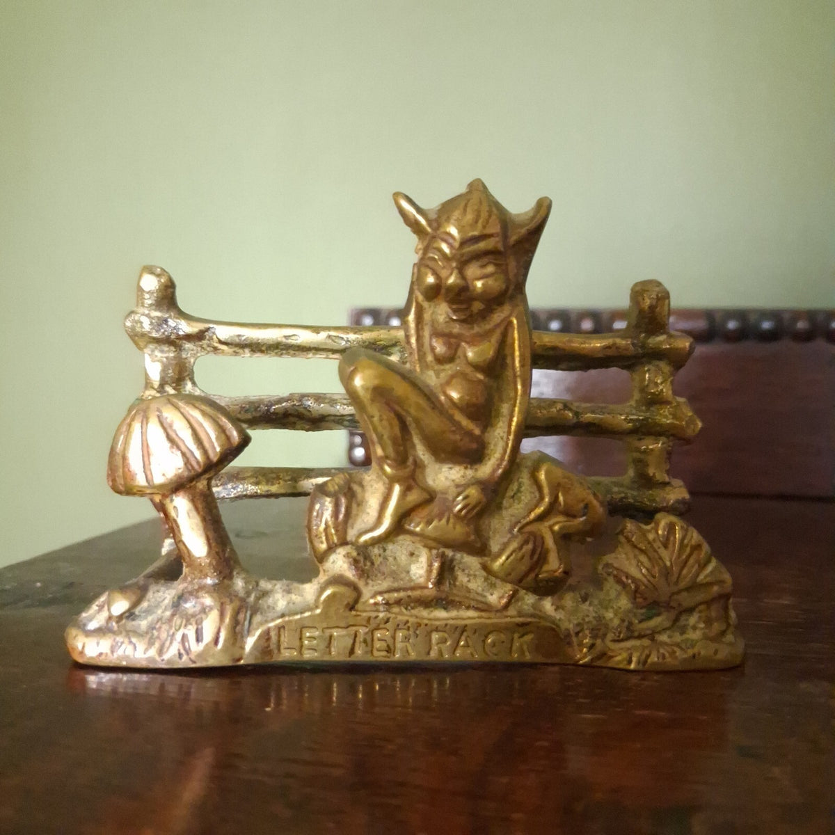 Vintage Brass Pixie Letter Rack