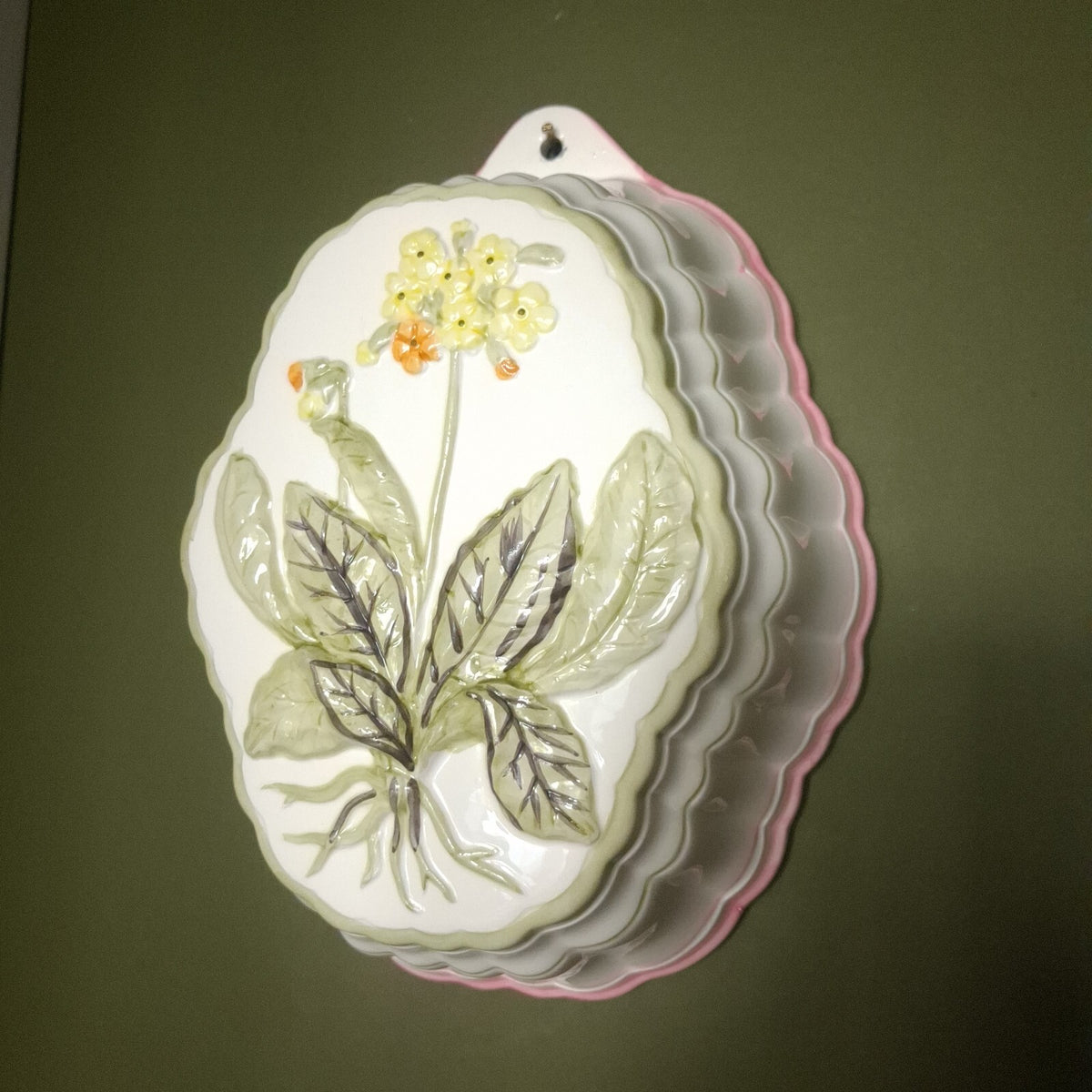 Vintage Ceramic Cowslip Jelly Mould Wall Hanging