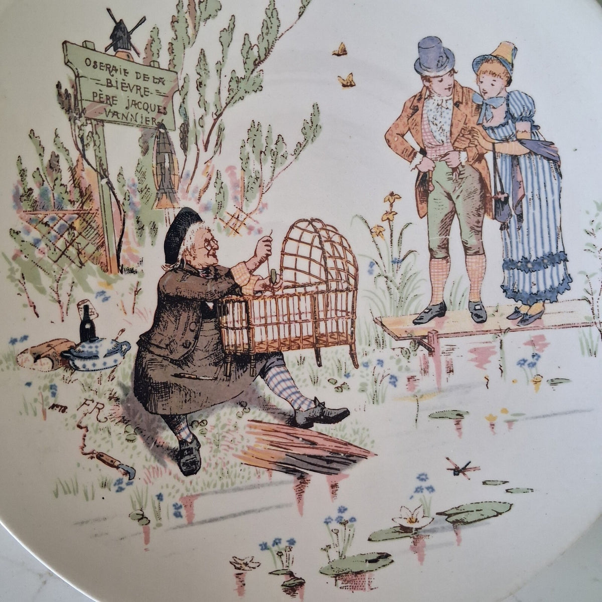 Antique French Sarreguemines Plates Set of 2