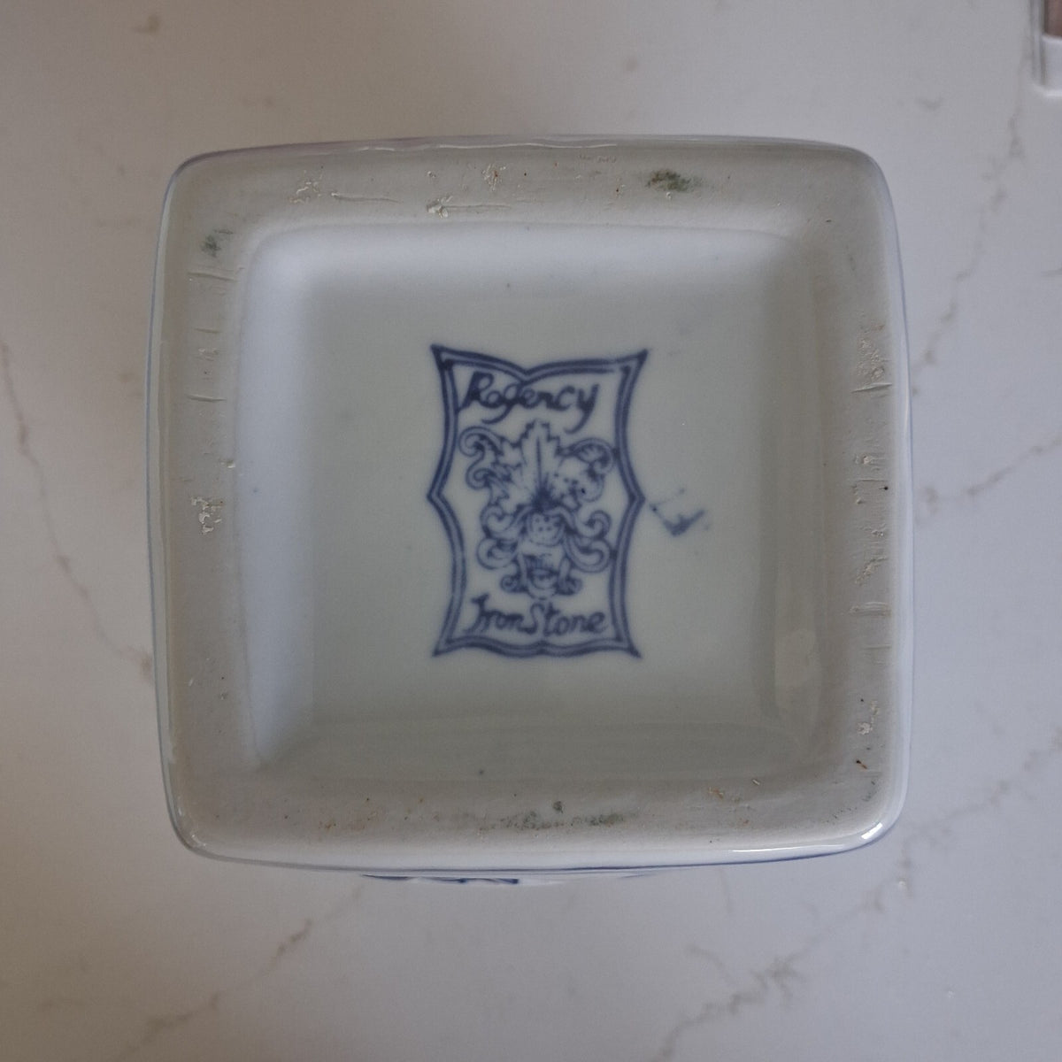 Blue and White Chinoiserie Hexagonal Ginger Jar Base – Regency Ironstone, 8"