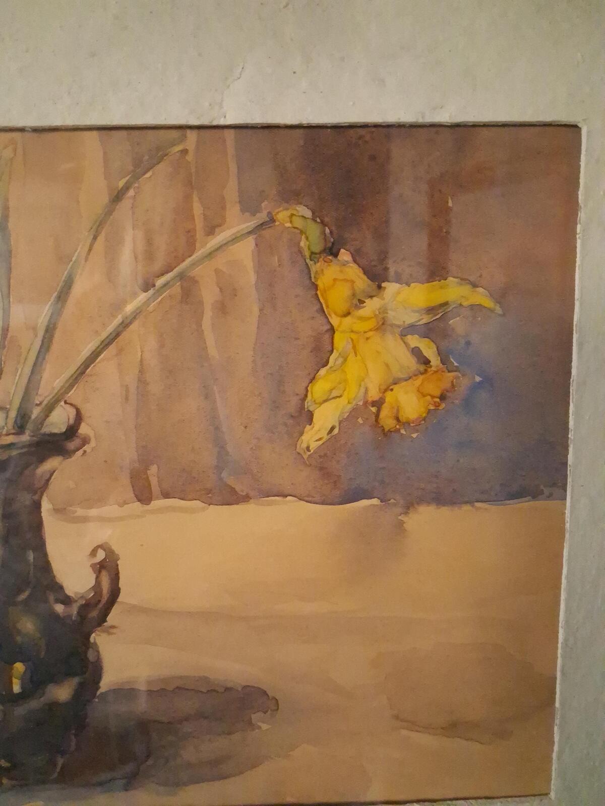 Framed watercolour in an ornate frame