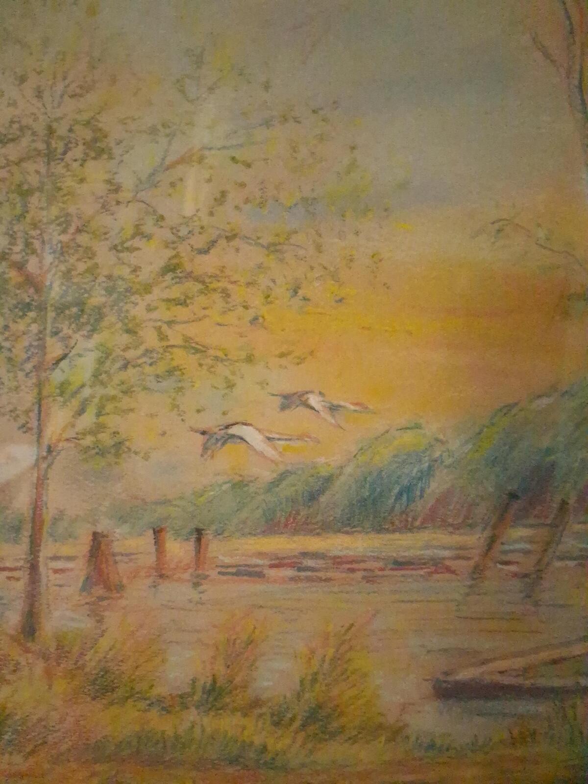 Framed original pastel artwork by artist EMB