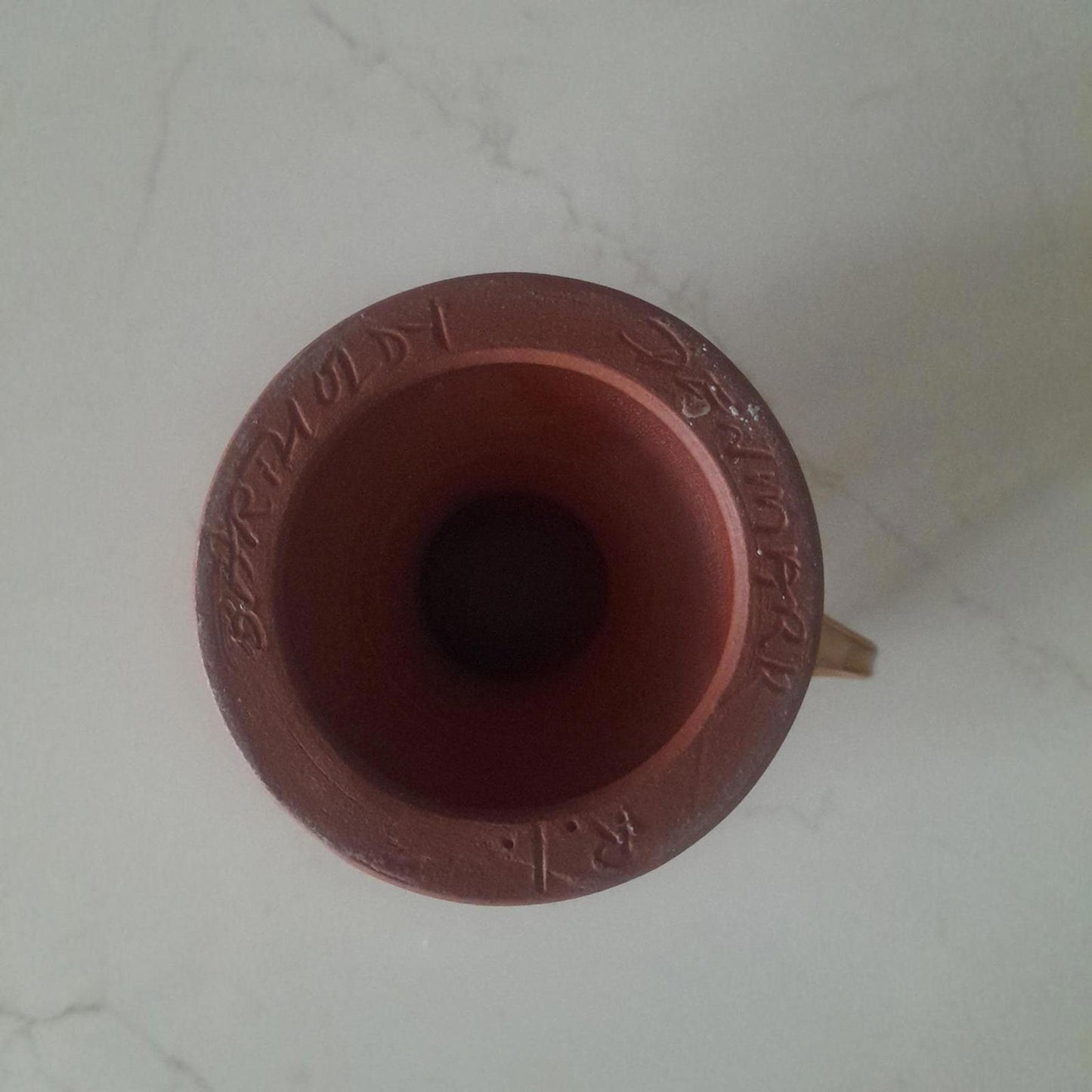 Terracotta part glazed candleholder