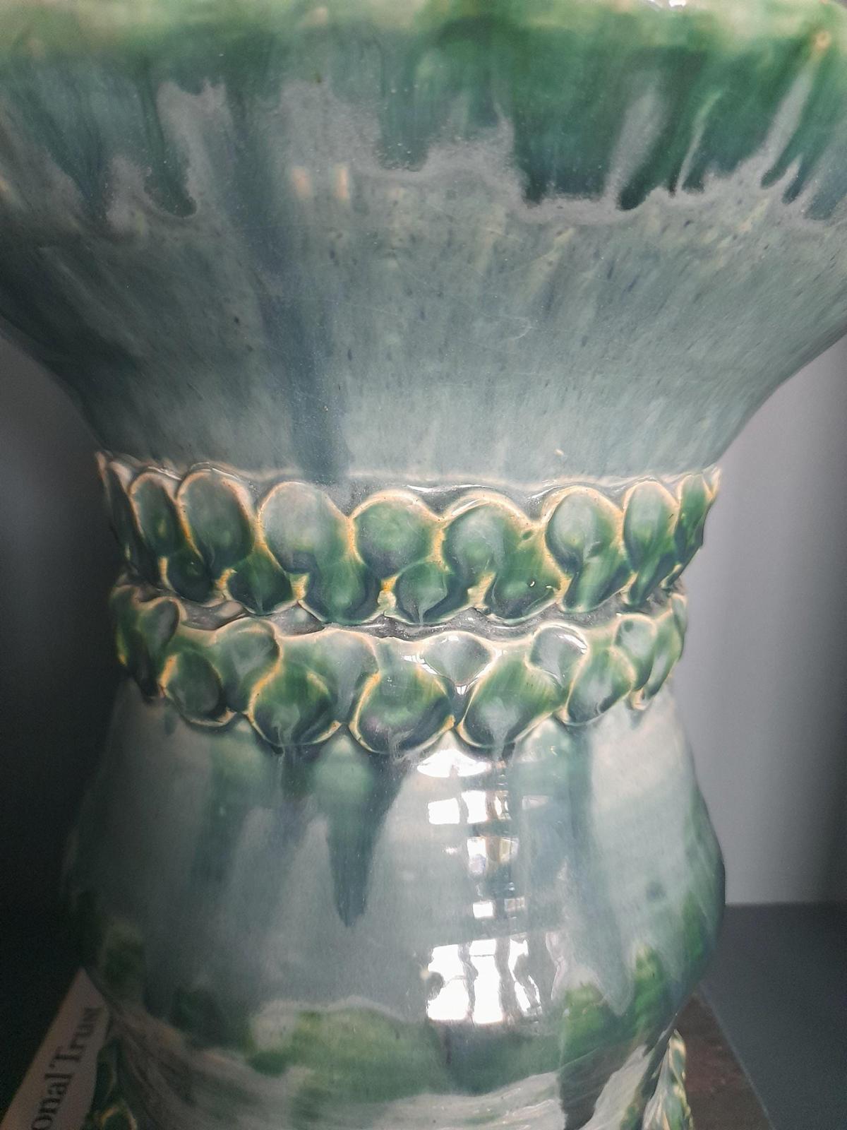 Pitlochry large turquoise pottery vase - glazed