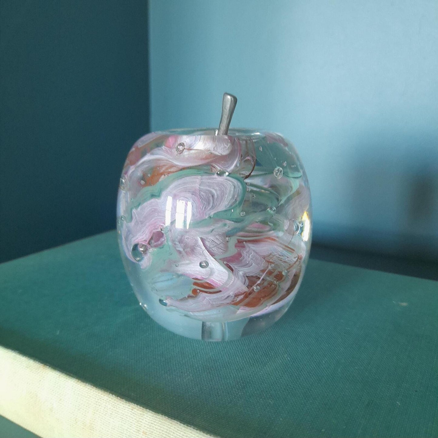 Alum bay glass apple paperweight