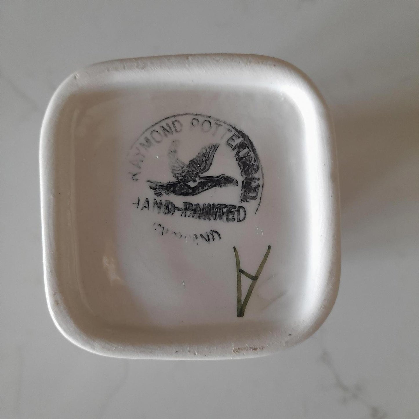 Raymond potteries hand painted Spring onion container.