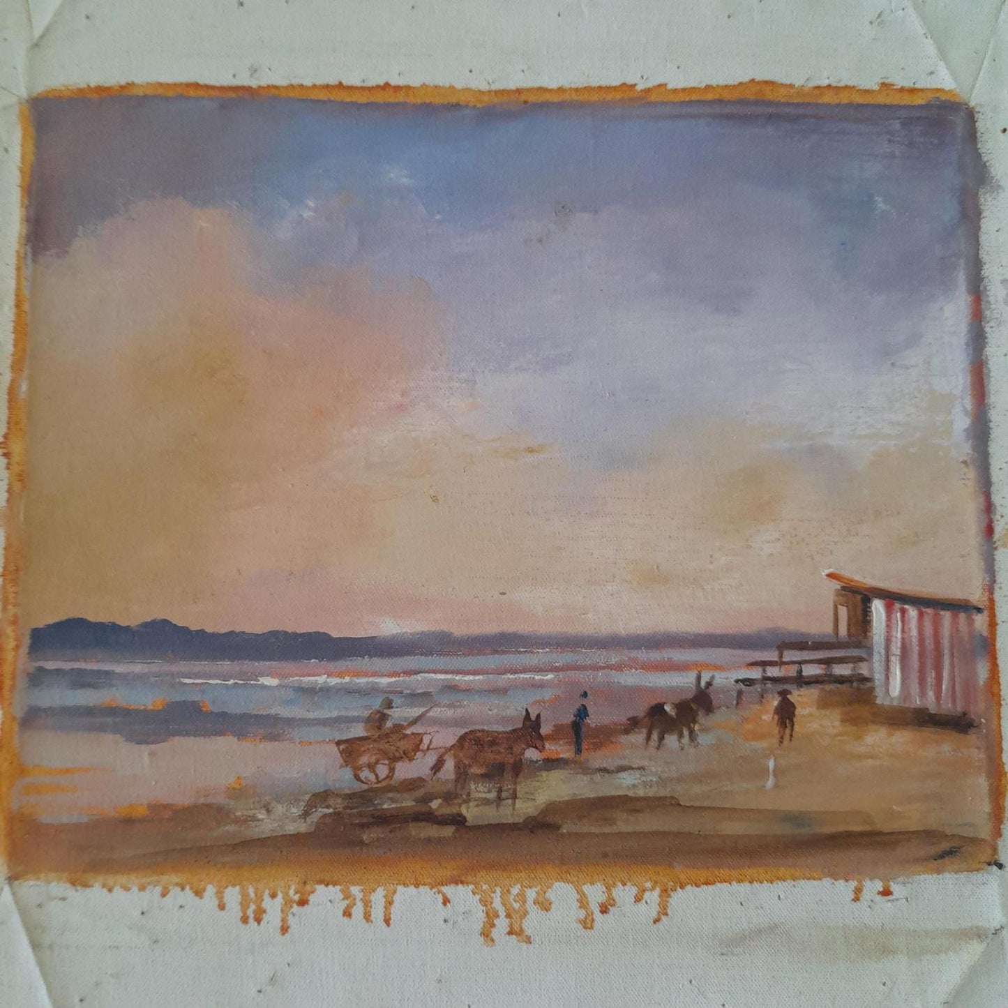 Beach scene by Ira Englefield (b.1912) oil on canvas