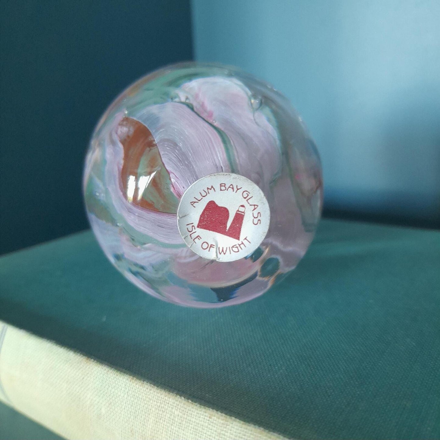 Alum bay glass apple paperweight
