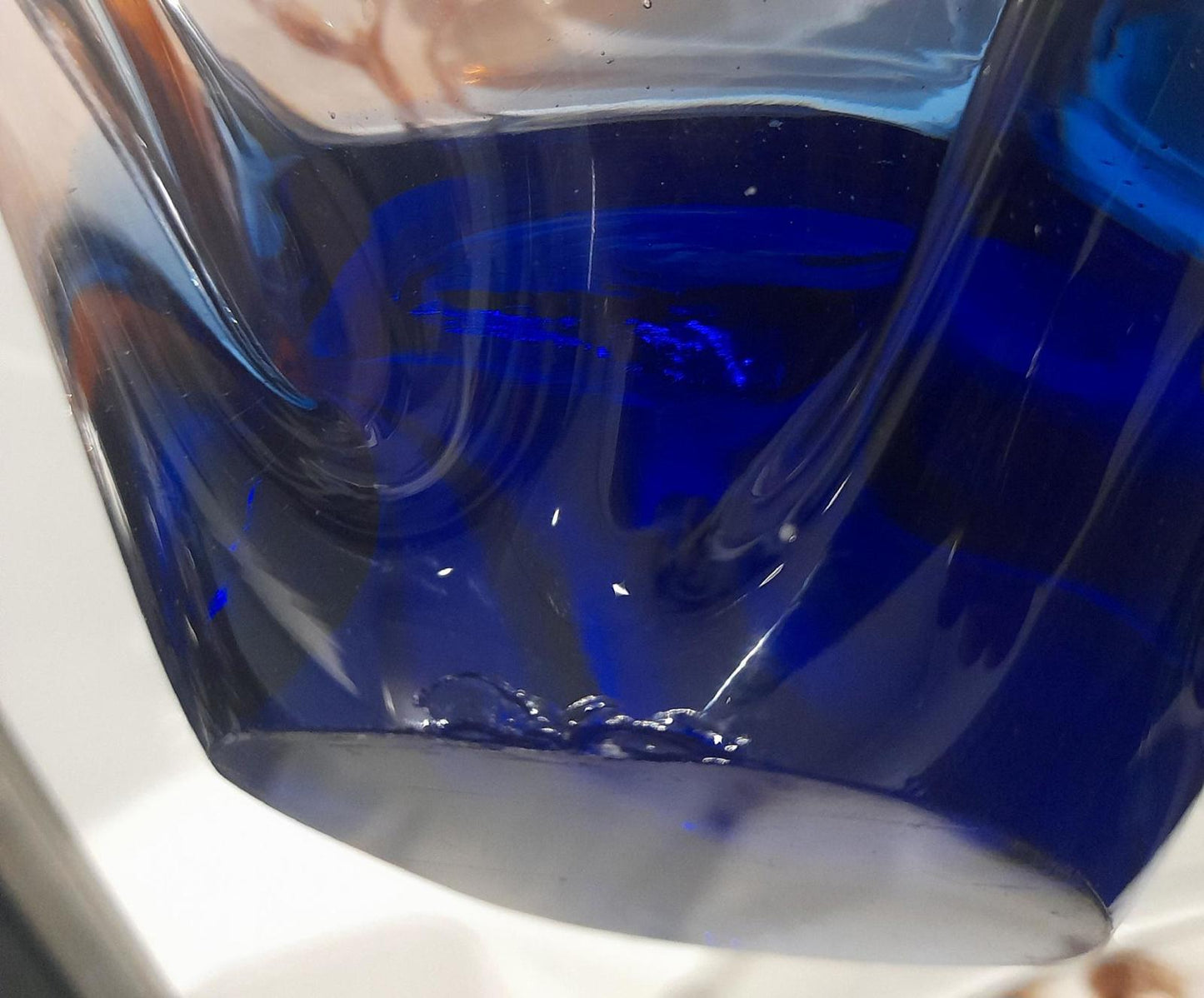 Vintage Blue & pink venetian style glass sculpture bowl possibly Murano