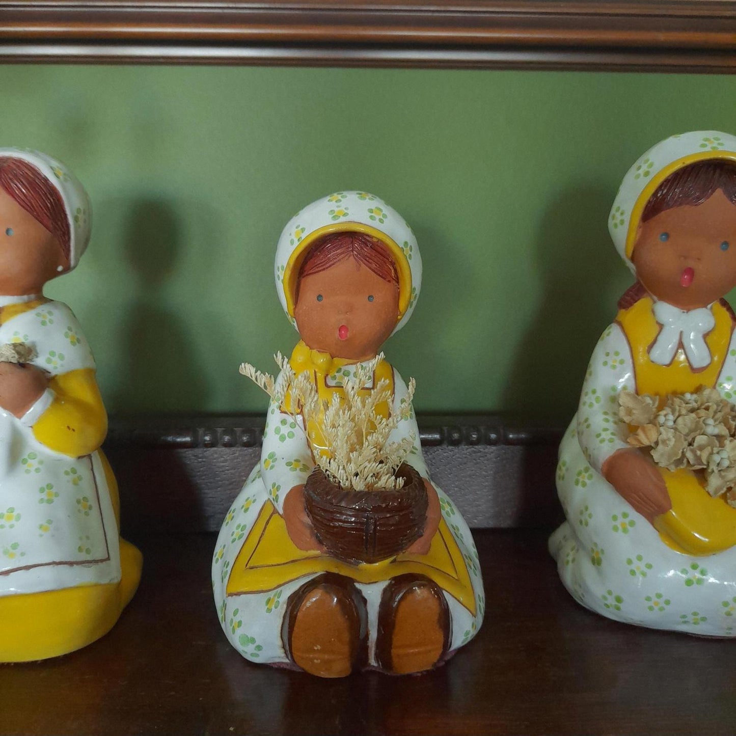 A set of three Jullar Levante Spain girl figurines