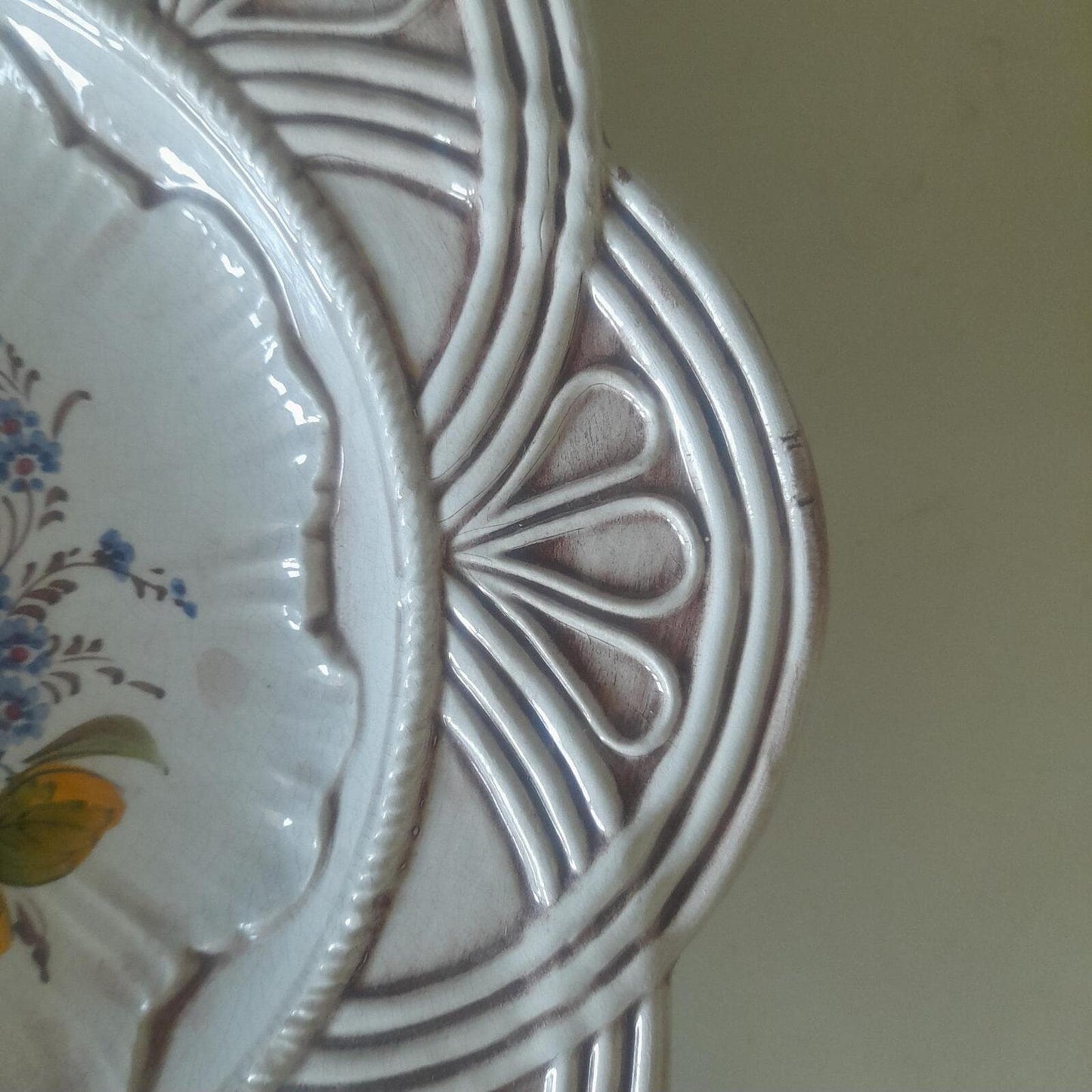 Italian hand painted Lake Garda floral wall plate