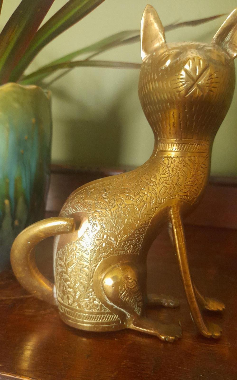 Brass cat figurine