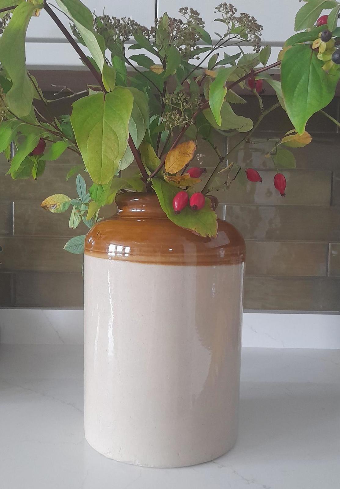 Large vintage two-tone glazed stoneware
