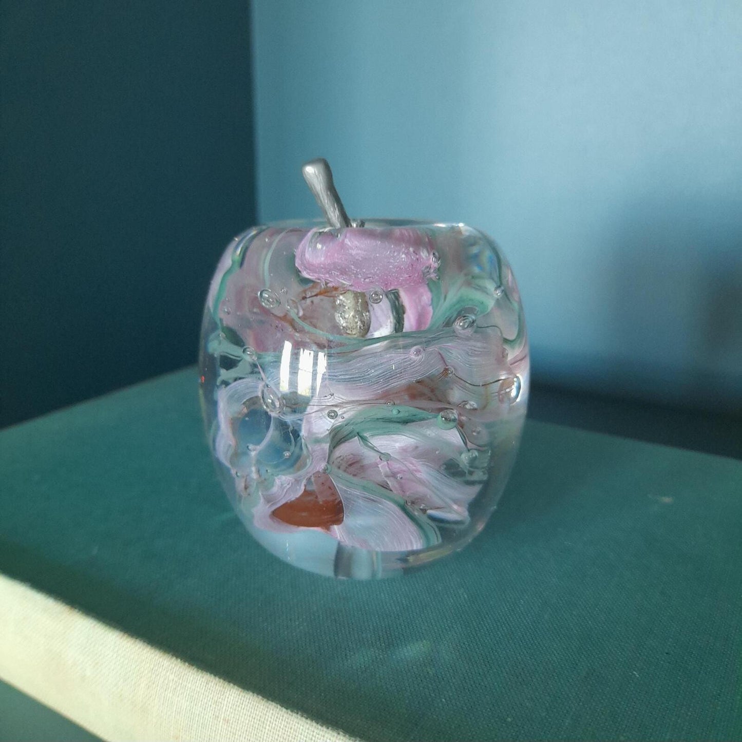 Alum bay glass apple paperweight