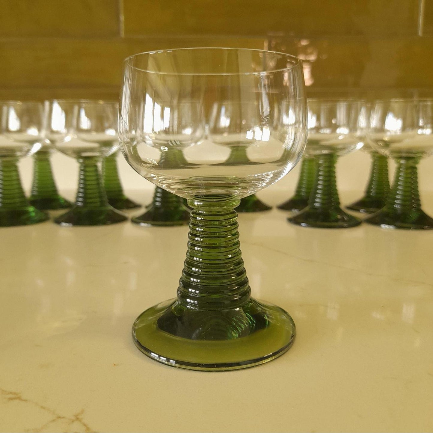 Set of 12 Glas Aus Zwiesel green and clear  0.10L glasses
