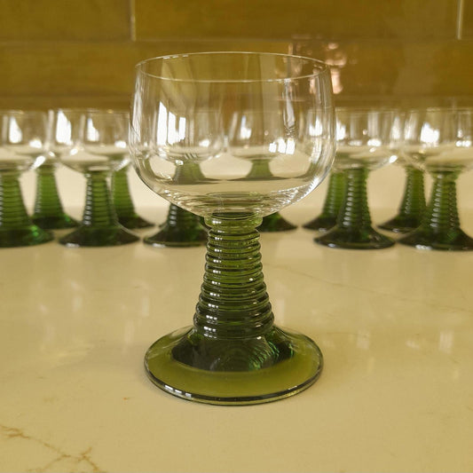 Set of 12 Glas Aus Zwiesel green and clear  0.10L glasses
