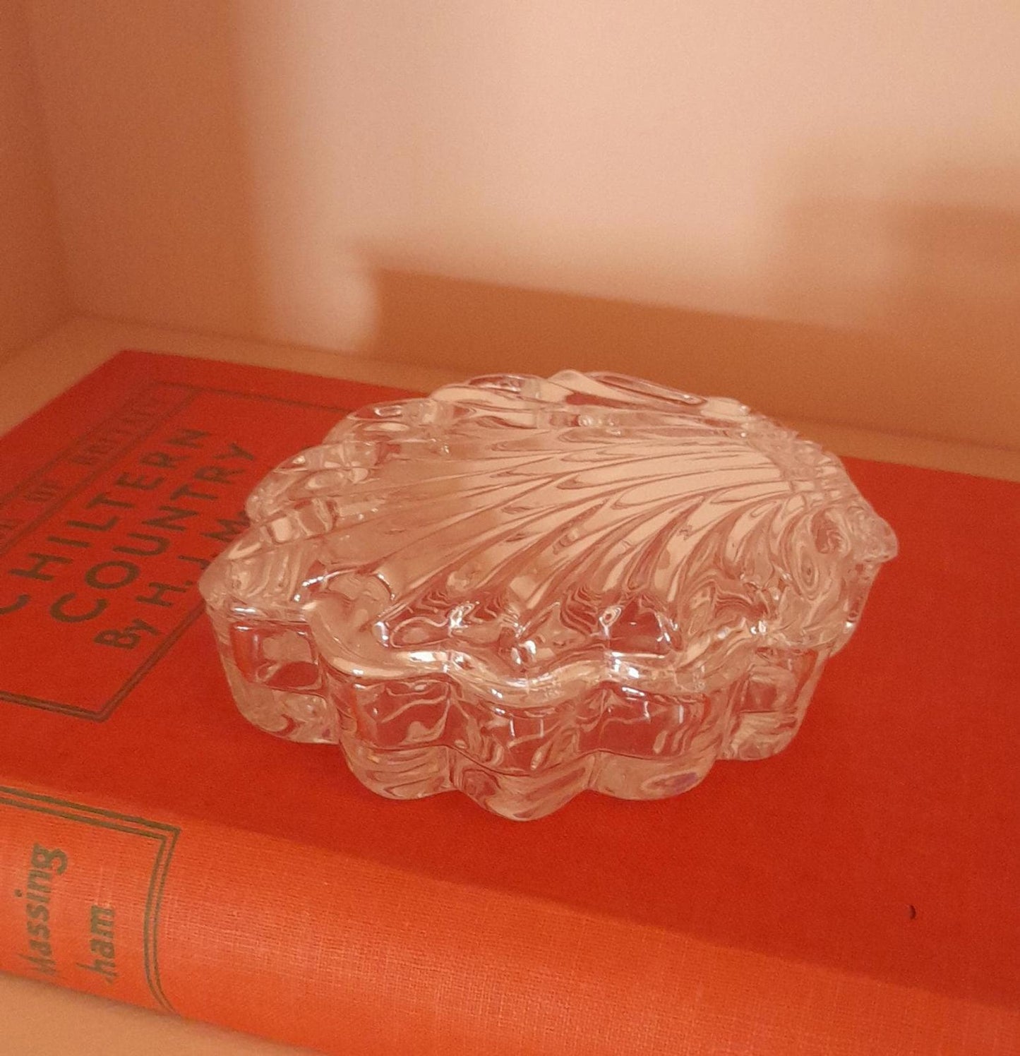 Glass shell shaped trinket dish