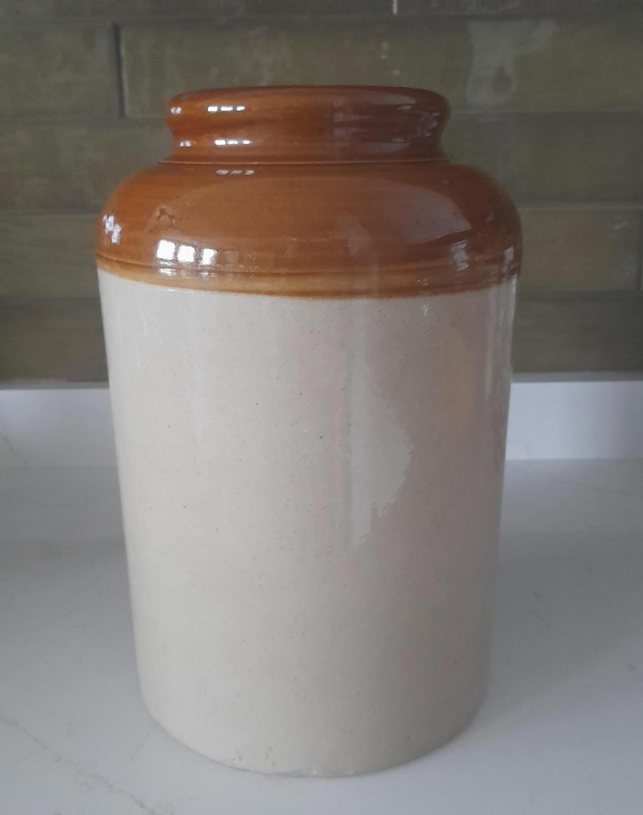 Large vintage two-tone glazed stoneware
