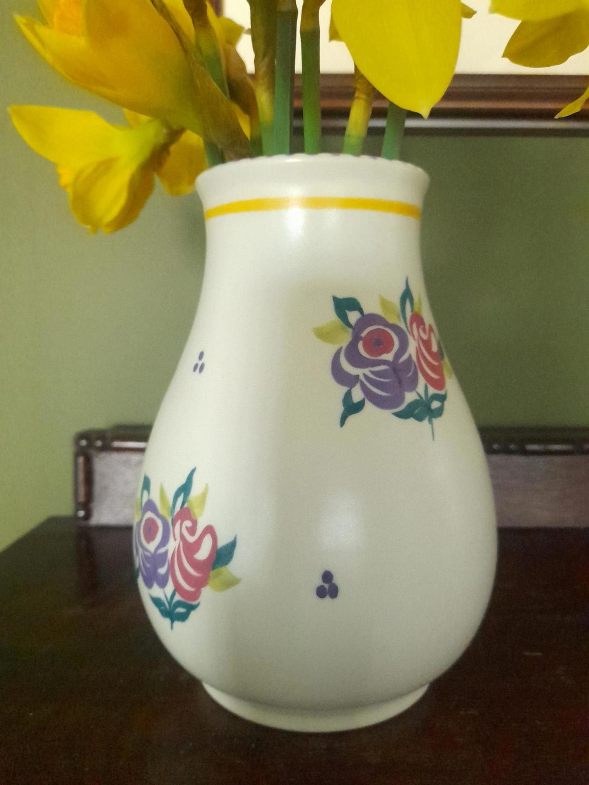 Poole pottery hand painted floral vase