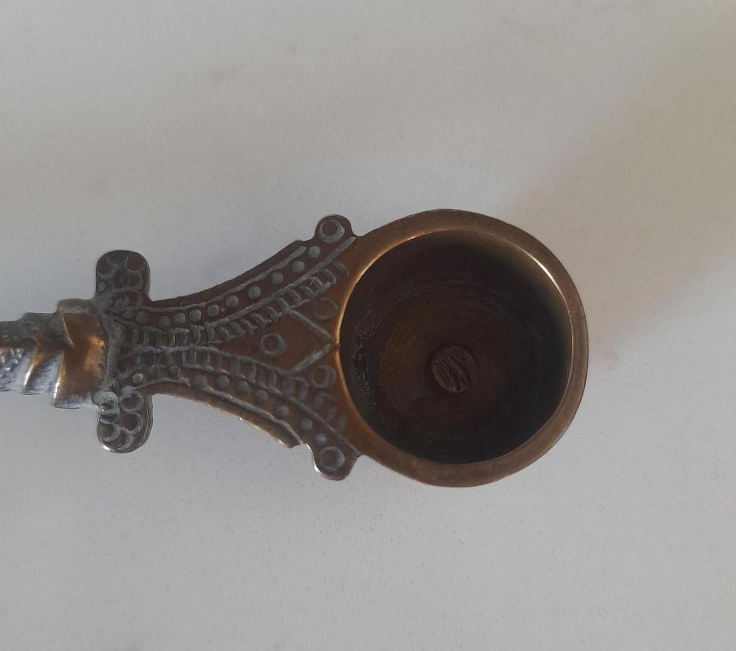 Vintage brass 'puja' or ' panchpatra' holy water spoon.